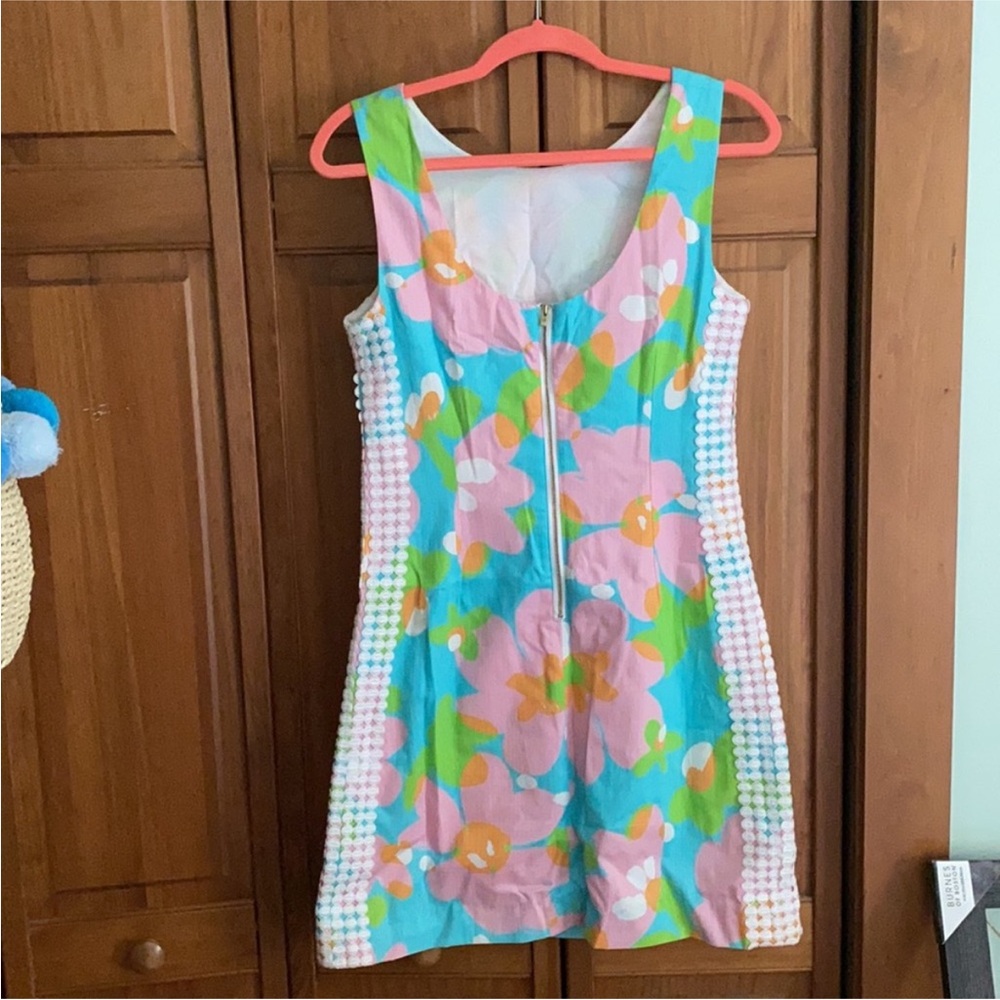 RARE! LIKE NEW Lilly Pulitzer Delia Shorely Blue Mojo Shift Dress Floral Mini, 6 - Picture 9 of 13